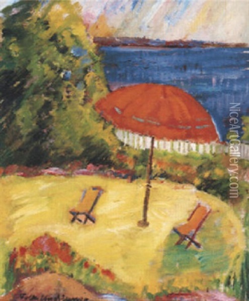 Orange Parasoll Oil Painting - Folke Andreasson