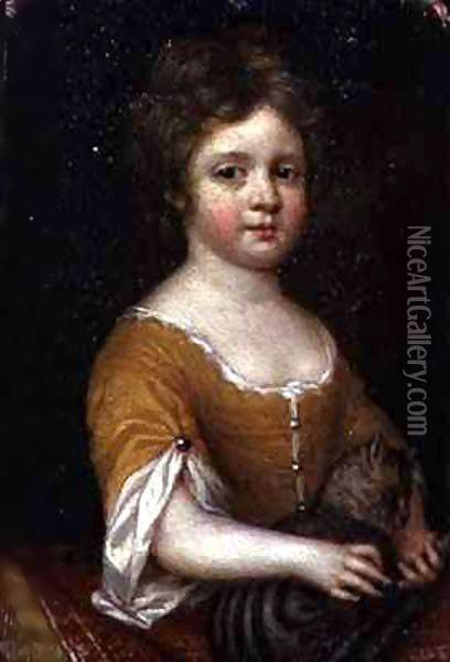Portrait of a Girl with a Cat Oil Painting - Mary Beale