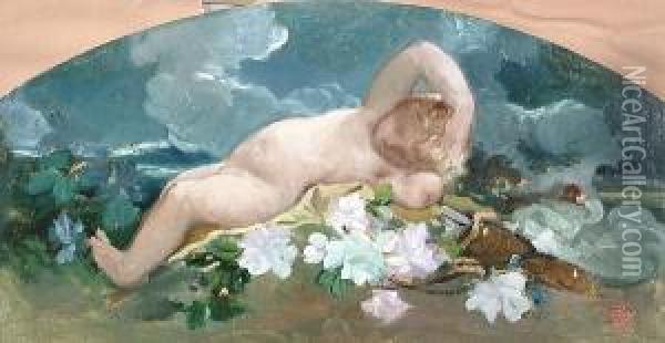 Sleeping Cupid Oil Painting - Pierre Victor Galland