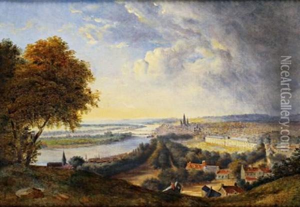 Rouen Vue De La Colline Sainte Catherine Vers 1825 Oil Painting - Charles Marie Bouton