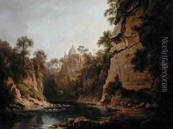 Hawthornden Castle near Edinburgh 1820-22 Oil Painting - Alexander Nasmyth