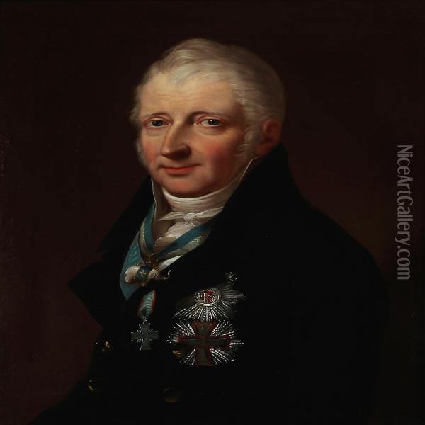Portrait Of Minister Of The Privy Council Ove Rammel Sehested Oil Painting - Hans Hansen