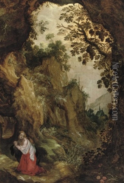 The Penitent Mary Magdalene In The Wilderness Oil Painting - Joos de Momper the Younger
