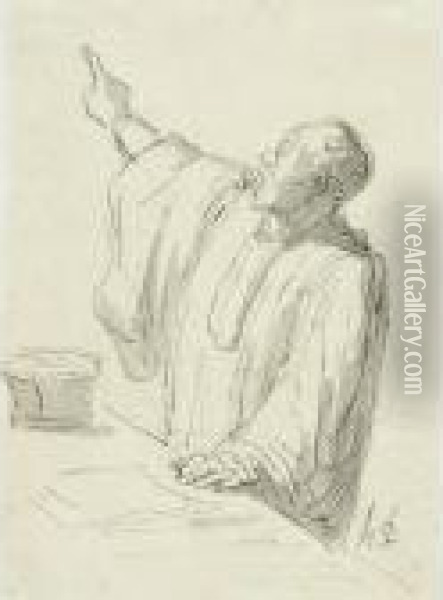 Un Avocat Plaidant Oil Painting - Honore Daumier