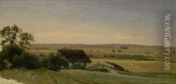 Weite Landschaft In Westpreussen, Im Vordergrund Ein Bauernhaus Oil Painting - Carl Scherres