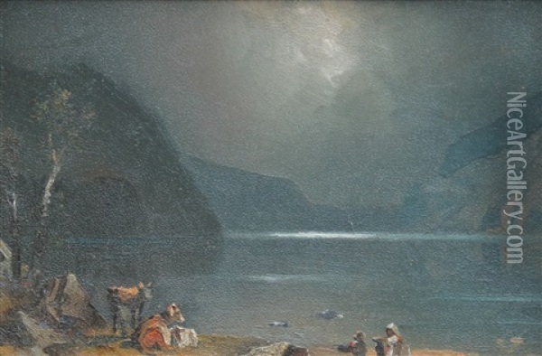 Moonlit Scene Oil Painting - Lloyd Mifflin