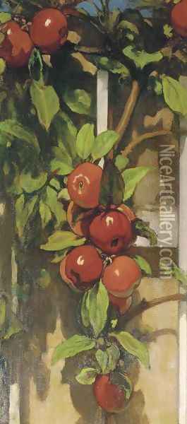 Apples on a trellis Oil Painting - Jacobus Van Looy