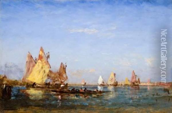 Voiliers Et Gondoles A Venise Oil Painting - Felix Ziem