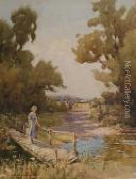 Crossing The Bridge Oil Painting - Samuel Warburton