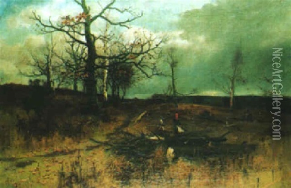 Gathering Wood Oil Painting - William Manners