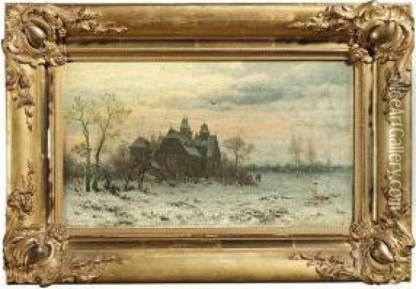 Wintry Route At Sunset Oil Painting - Joseph Friedrich N. Heydendahl