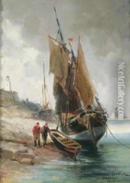 Bateau De Peche Au Treport Oil Painting - Gaston-Marie-Anatole Roullet