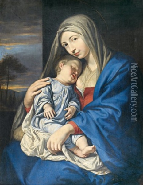 La Vierge Et L'enfant Jesus Endormi Sur Ses Genoux Oil Painting - Philippe de Champaigne