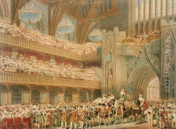 The Champion of England entering Westminster Hall Oil Painting - Charles Wild