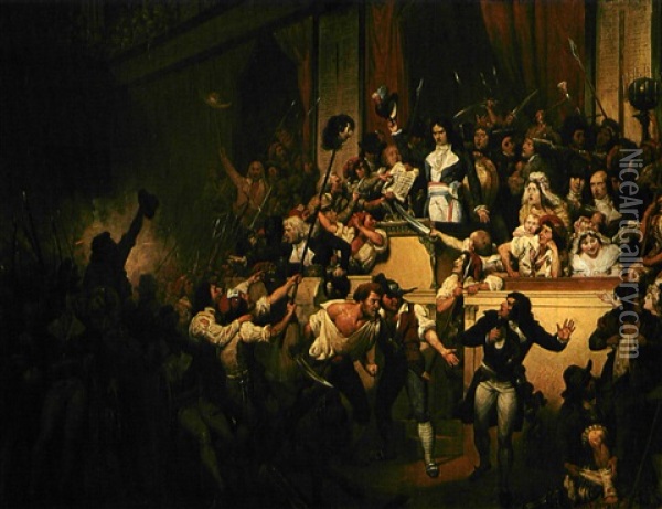 Boissy D'anglas Saluant La Tete Du Depute Feraud Oil Painting - Joseph Desire Court