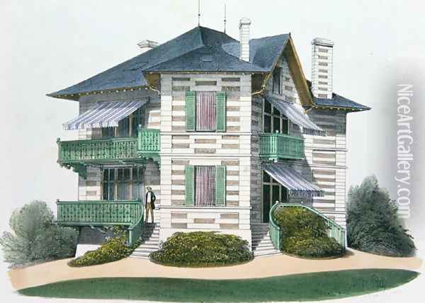 A House at Etretat, illustration from Habitations Champetres published Paris, c.1895 Oil Painting - Victor Jean-Baptiste Petit