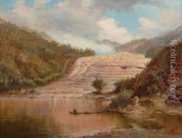 The Pink Terraces Together With Thewhite Terraces Oil Painting - Charles Blomfield