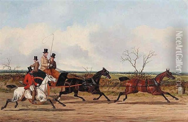 A Horse Drawn Chaise On The Road To York Oil Painting - John Dalby