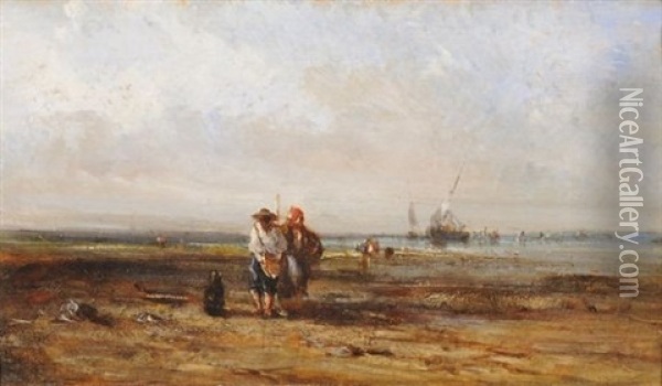 Paysans Bretons Au Bord De La Mer Oil Painting - Charles Emile de Tournemine