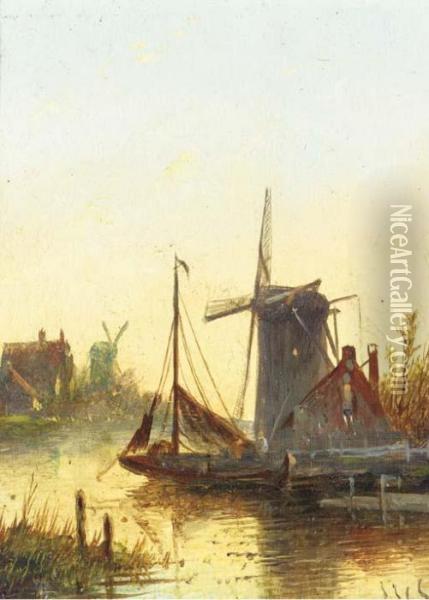 Early Morning And Sunset Over Zaandam Oil Painting - Jan Jacob Coenraad Spohler
