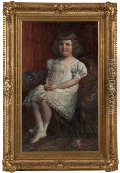 Portrait Of Helen Evans As A Young Girl Oil Painting - Silas Jerome Uhl