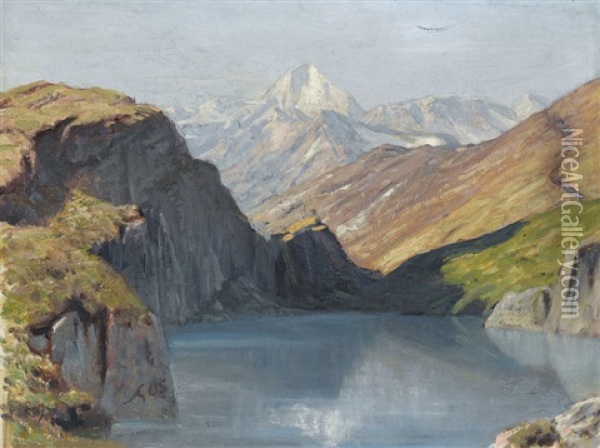 Riffelsee Oil Painting - Albert Henri John Gos