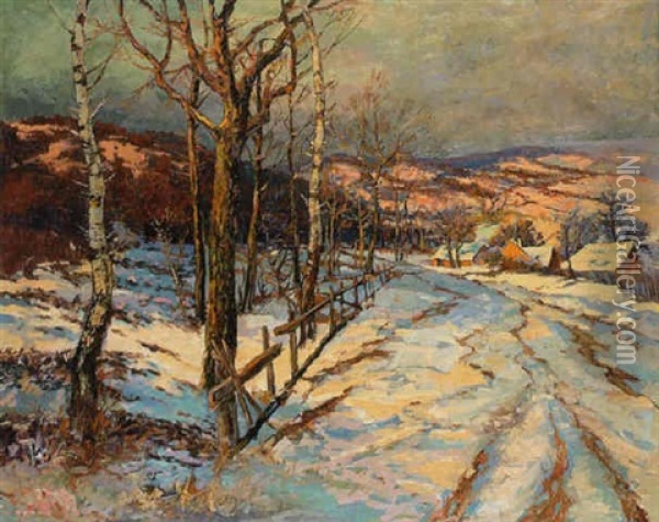 Winterlandschaft Bei Abendsonne Oil Painting - Hugo Baar