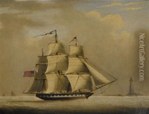 Ship/sloop Peacock Oil Painting - James Edward Buttersworth