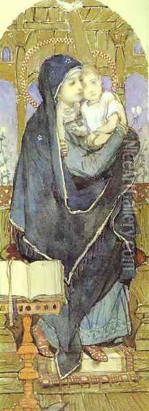 The Virgin and Child. 1887 Oil Painting - Viktor Vasnetsov