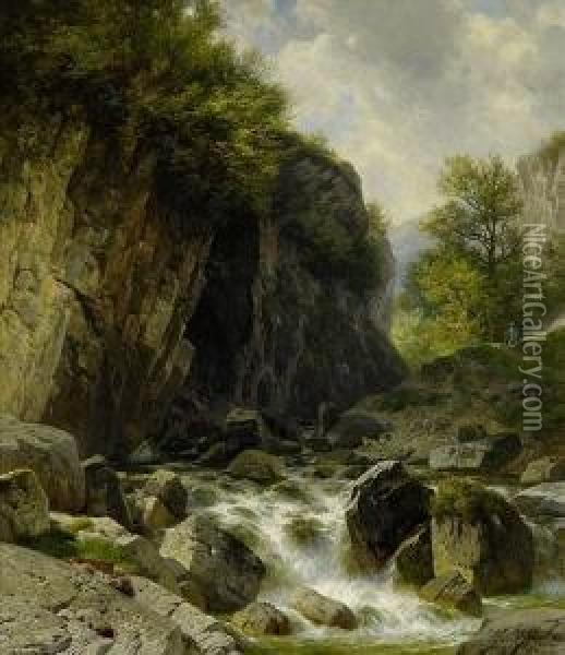 Bergbach Aus Dem Juragebiet Oil Painting - Johann Gottfried Steffan