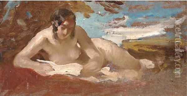 A nude reclining in a landscape Oil Painting - William Etty