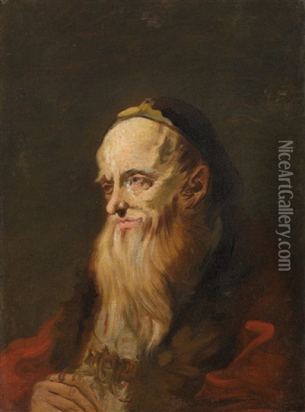 Bildnis Eines Alten, Bartigen Mannes Oil Painting - Lorenzo Baldissera Tiepolo