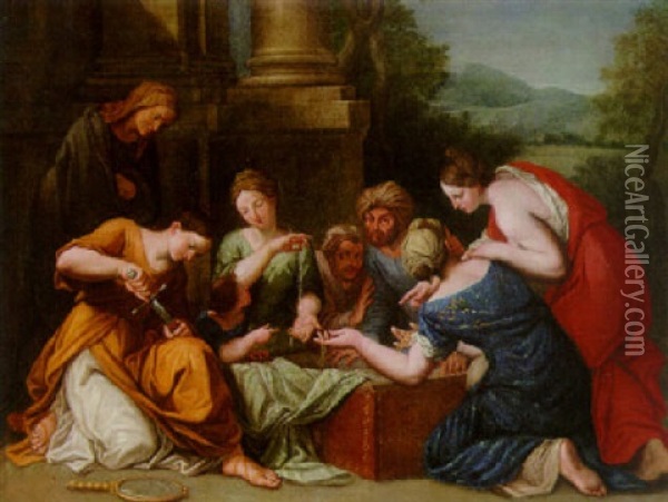 Achilles And The Daughters Of Lycomedes Oil Painting - Marc Antonio Franceschini