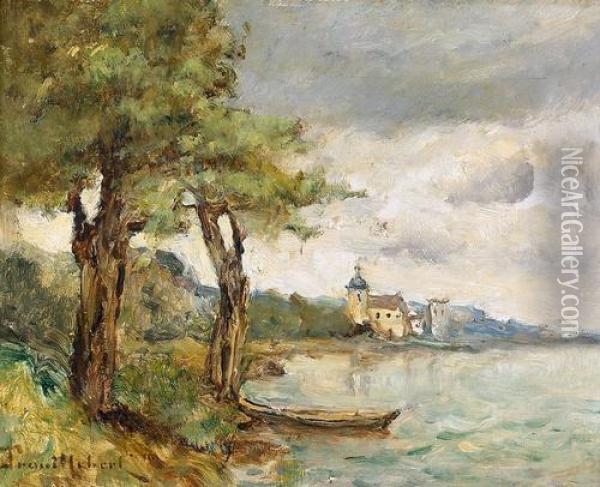 Boot Am Flussufer. Oil Painting - Paul Trouillebert