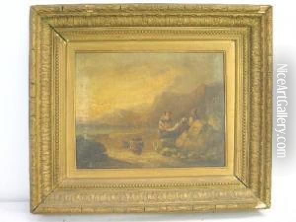 Clam Gatherers And Seashore Oil Painting - William James Durant Ready