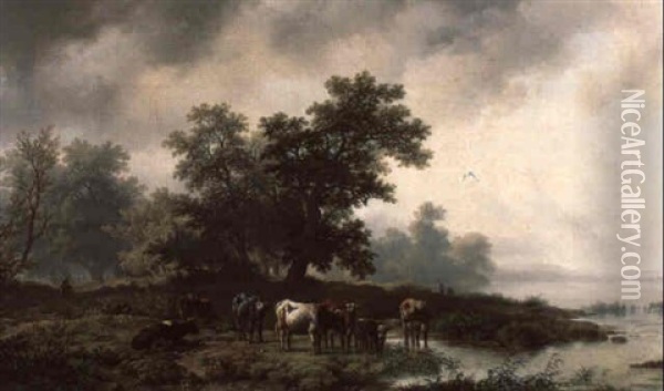 Flusslandschaft Mit Weidevieh Oil Painting - Remigius Adrianus van Haanen
