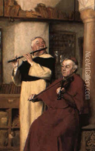 Musikstund I Klostret Oil Painting - Thure Nikolaus Cederstrom