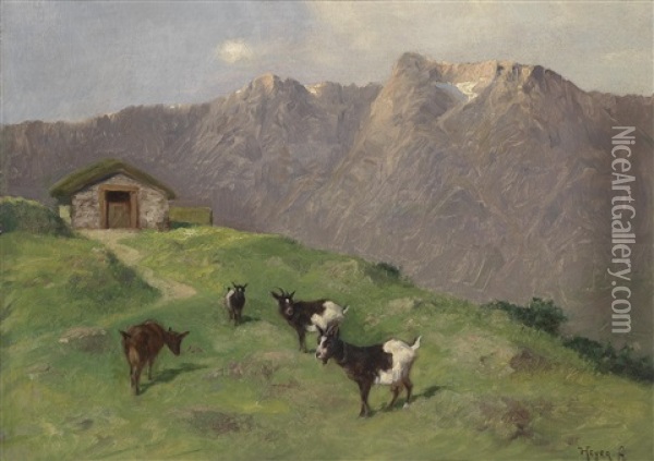 Bergziegen Oil Painting - Arthur Heyer