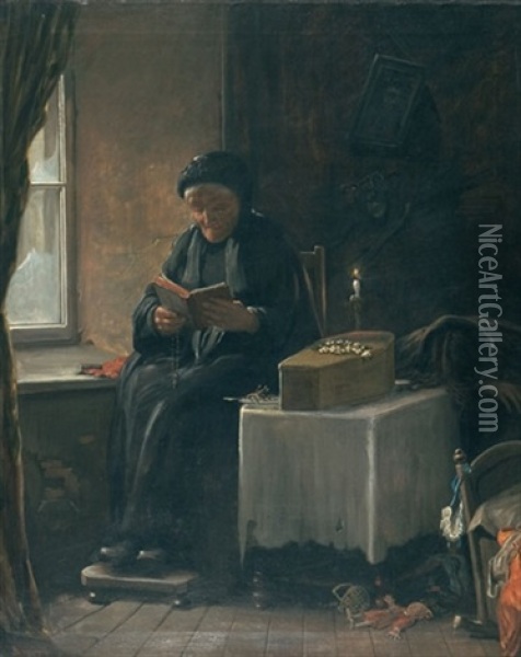 The Grandmother Oil Painting - Alfred W. Boisseau