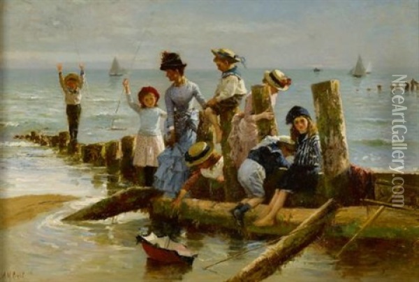 Holiday At The Pier Oil Painting - Alexander M. Rossi