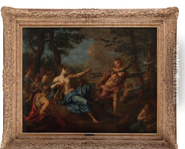 Apollon Et Les Pierides Transformes En Pie-grieches Oil Painting - Nicolas Poussin