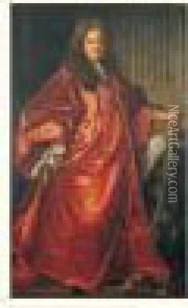 Portrait En Pied De Chretien De Lamoignon Oil Painting - Hyacinthe Rigaud