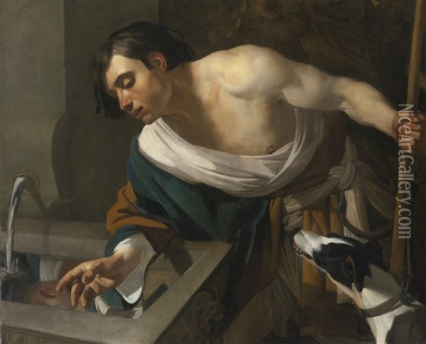 Narcissus Gazing At His Reflection Oil Painting - Dirck Van Baburen