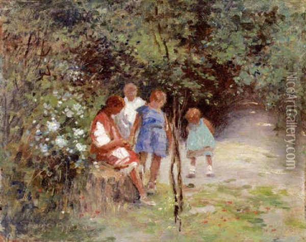 Kinder Im Wald Oil Painting - Giuseppe Aprea