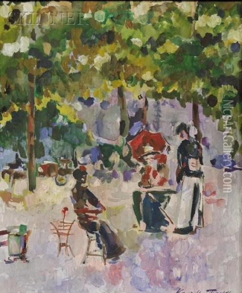 Study Of A Cafe In Paris Oil Painting - Konstantin Alexeievitch Korovin