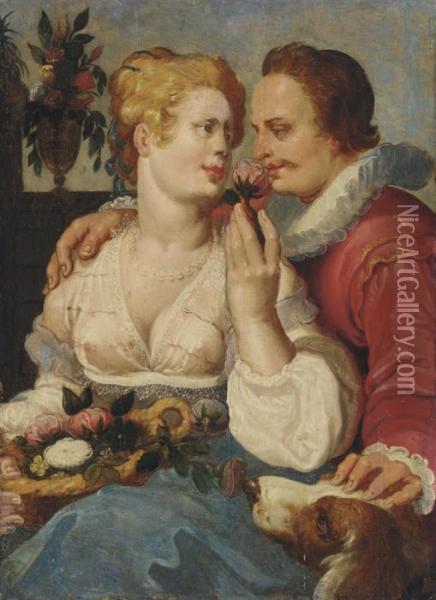 An Allegory Of The Sense Of Smell Oil Painting - Hendrick Goltzius