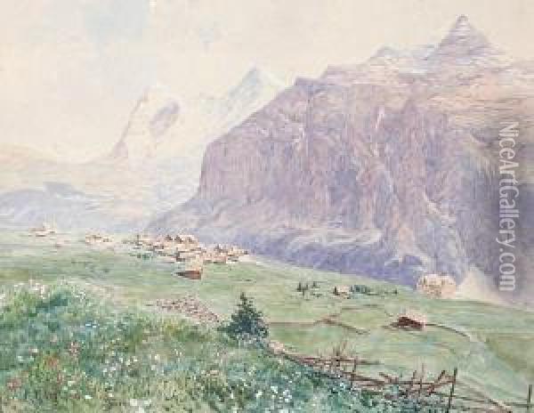 A View Of The Alpine Village Of Murren Oil Painting - Rudolf Kargl