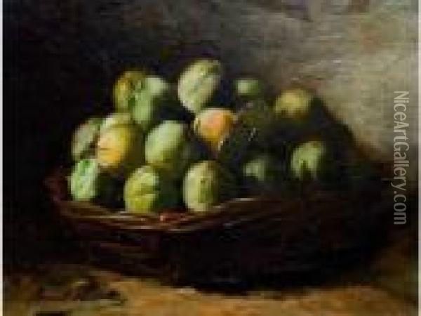 Panier De Prunes. Oil Painting - Alphonse de Neuville