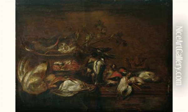 Nature Morte Aux Oiseaux Oil Painting - Alexander Adriaenssen the Elder