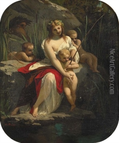 Mythologische Szene Mit Frau Am Angeln Oil Painting - Henri Pierre Picou